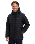 Scaly Hooded Insulated Jacket in Black