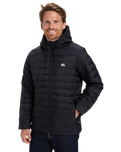 Scaly Hooded Insulated Jacket in Black