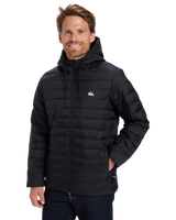 Scaly Hooded Insulated Jacket in Black