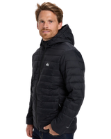 Scaly Hooded Insulated Jacket in Black