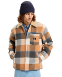 The Quiksilver Mens DNA Sherpa Harrington Jacket in Almond Sherpa Harrington