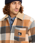 The Quiksilver Mens DNA Sherpa Harrington Jacket in Almond Sherpa Harrington