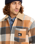 The Quiksilver Mens DNA Sherpa Harrington Jacket in Almond Sherpa Harrington