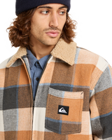 The Quiksilver Mens DNA Sherpa Harrington Jacket in Almond Sherpa Harrington