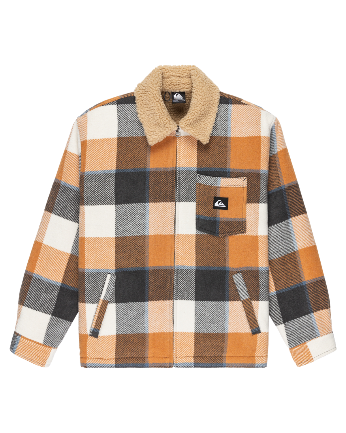 The Quiksilver Mens DNA Sherpa Harrington Jacket in Almond Sherpa Harrington