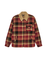 The Quiksilver Mens Sherpa Harrington Jacket in Surf Sherpa Oxblood