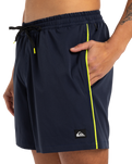 The Quiksilver Mens Surfsilk Piped Volley Shorts in Dark Navy