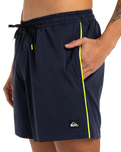 The Quiksilver Mens Surfsilk Piped Volley Shorts in Dark Navy