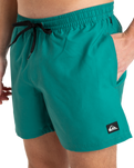 The Quiksilver Mens Everyday Solid Volley Shorts in Teal Green