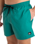 The Quiksilver Mens Everyday Solid Volley Shorts in Teal Green