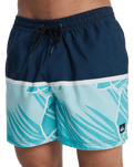 The Quiksilver Mens Everyday Poolsider Swimshorts in Dark Navy Panel Nat Geo
