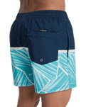 The Quiksilver Mens Everyday Poolsider Swimshorts in Dark Navy Panel Nat Geo