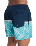 The Quiksilver Mens Everyday Poolsider Swimshorts in Dark Navy Panel Nat Geo