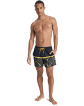 The Quiksilver Mens Everyday Poolsider Swimshorts in Black Panel Nat Geo