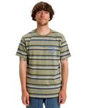 The Quiksilver Mens Tengha Stripe T-Shirt in Aloe Tengha