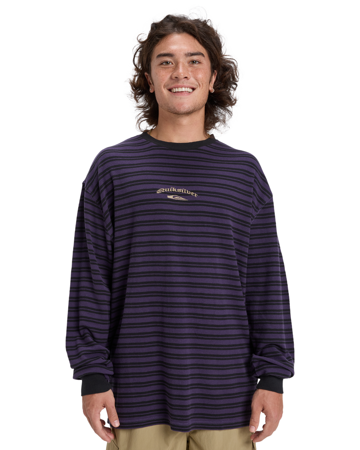 The Quiksilver Mens Mercury Old Hoops Long Sleeve T-Shirt in Purple Velvet