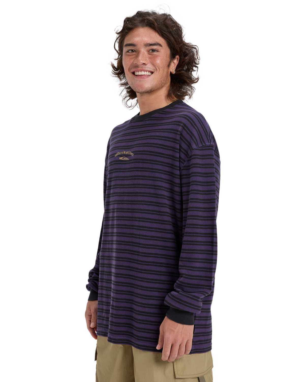 The Quiksilver Mens Mercury Old Hoops Long Sleeve T-Shirt in Purple Velvet