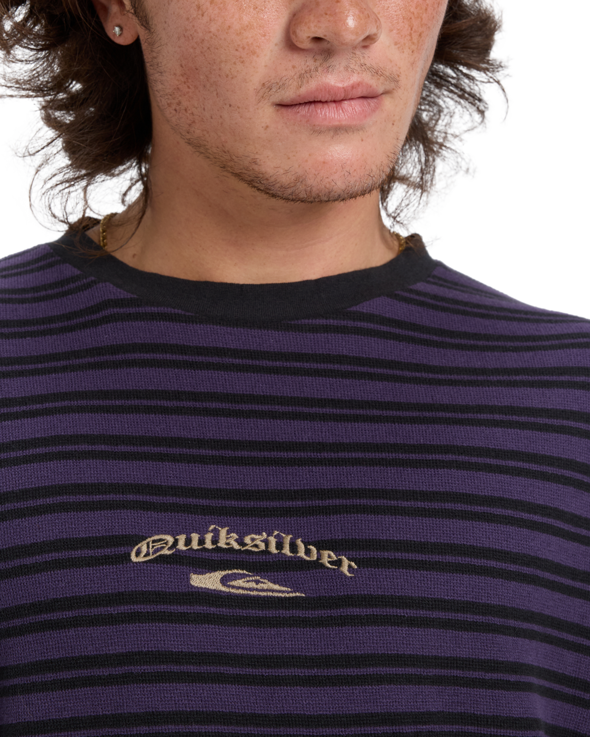 The Quiksilver Mens Mercury Old Hoops Long Sleeve T-Shirt in Purple Velvet