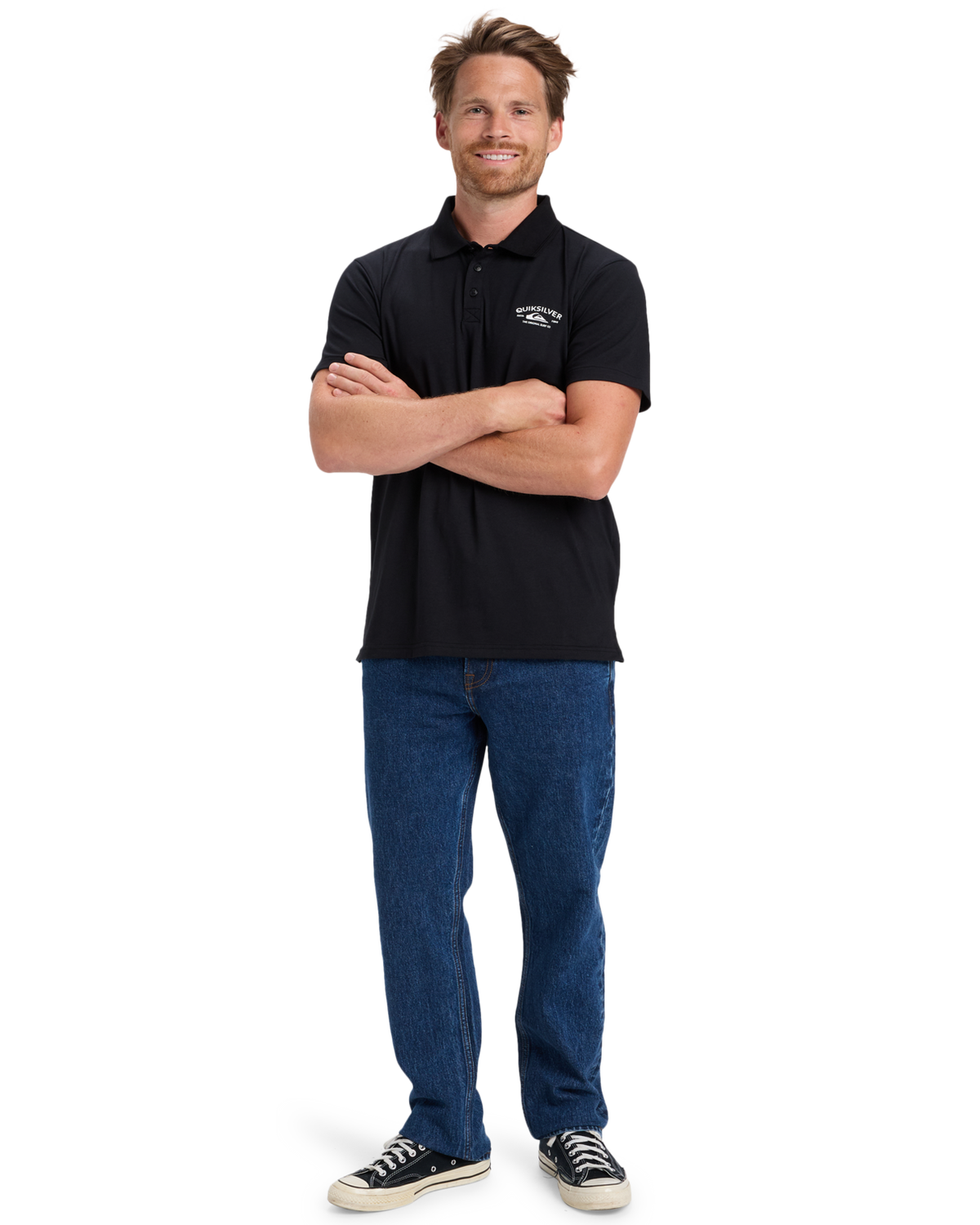 The Quiksilver Mens Stretch Polo Shirt in Black
