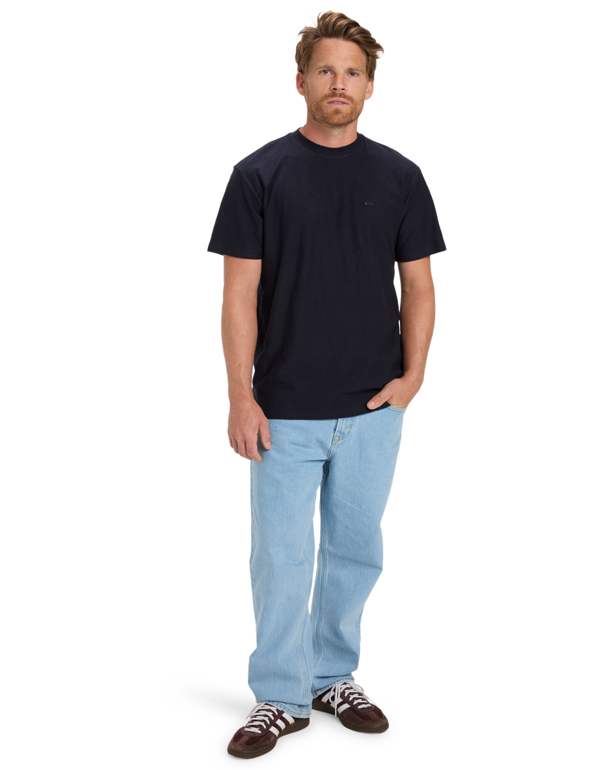 The Quiksilver Mens Slub Roundneck T-Shirt in Dark Navy