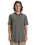 The Quiksilver Mens Onyx Stripe T-Shirt in Fallen Rock Onyx Stripe