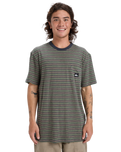 The Quiksilver Mens Onyx Stripe T-Shirt in Fallen Rock Onyx Stripe