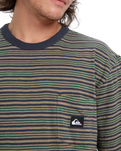 The Quiksilver Mens Onyx Stripe T-Shirt in Fallen Rock Onyx Stripe