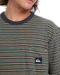The Quiksilver Mens Onyx Stripe T-Shirt in Fallen Rock Onyx Stripe