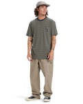 The Quiksilver Mens Onyx Stripe T-Shirt in Fallen Rock Onyx Stripe