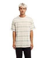 The Quiksilver Mens Birdwood Jacquard T-Shirt in Peyote Heritage Stripe Jacquard