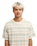 The Quiksilver Mens Birdwood Jacquard T-Shirt in Peyote Heritage Stripe Jacquard