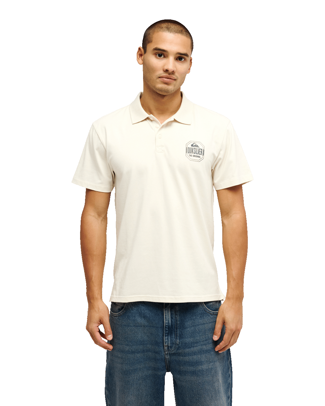 The Quiksilver Mens Stretch Polo Shirt in Bone White