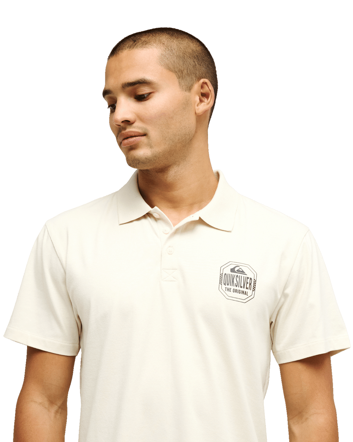 The Quiksilver Mens Stretch Polo Shirt in Bone White