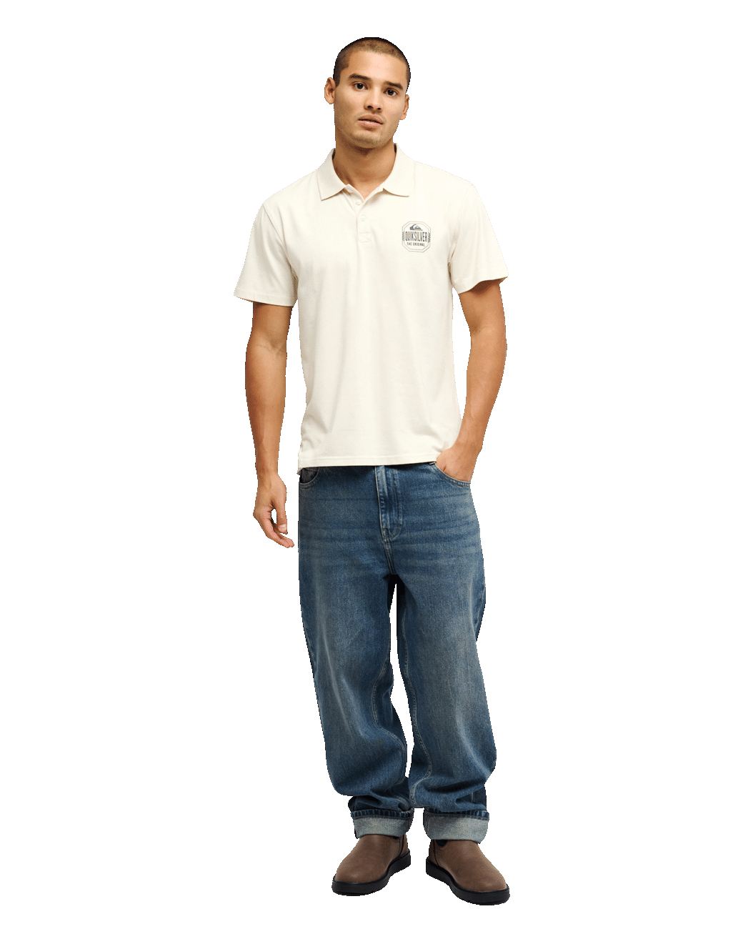 The Quiksilver Mens Stretch Polo Shirt in Bone White