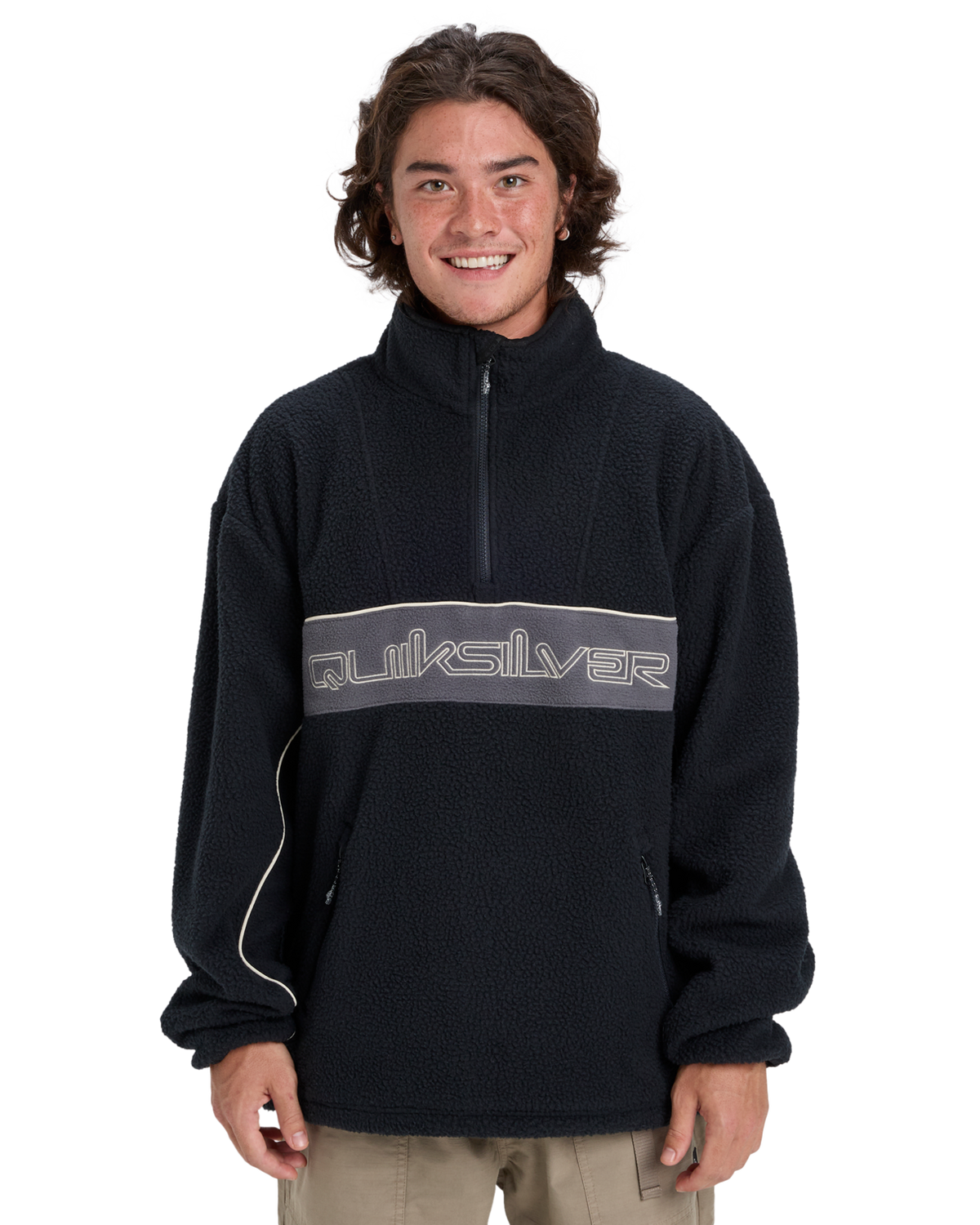 The Quiksilver Mens Omni Sherpa Fleece Jacket in Black