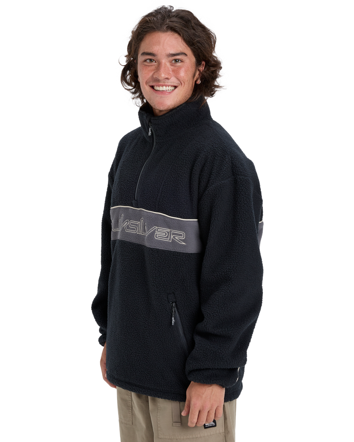 The Quiksilver Mens Omni Sherpa Fleece Jacket in Black