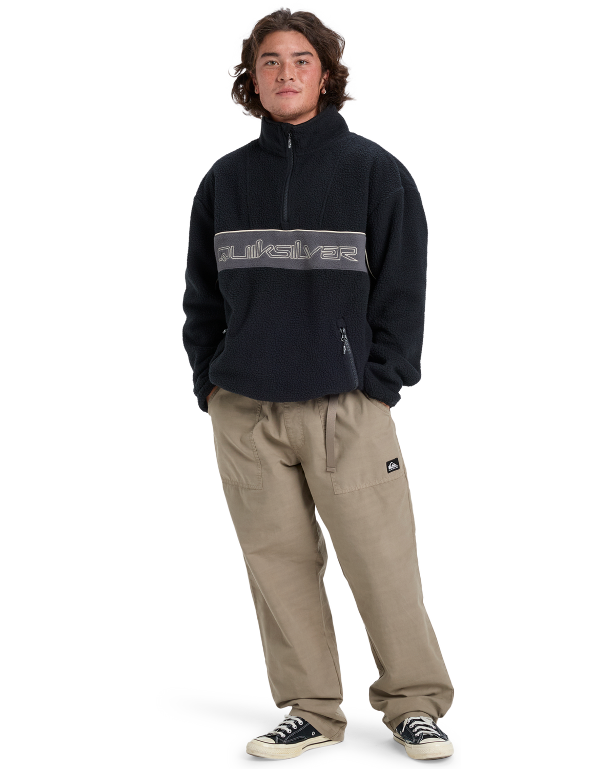 The Quiksilver Mens Omni Sherpa Fleece Jacket in Black