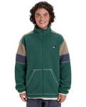 The Quiksilver Mens Clean Coast Block Fleece Jacket in Trekking Green