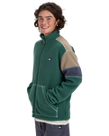 The Quiksilver Mens Clean Coast Block Fleece Jacket in Trekking Green