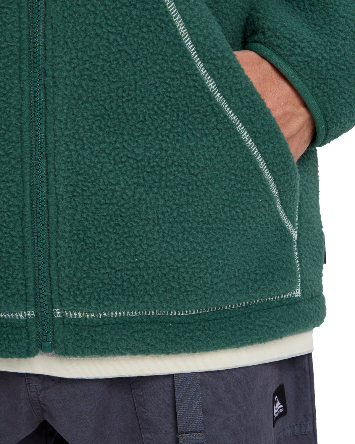 The Quiksilver Mens Clean Coast Block Fleece Jacket in Trekking Green