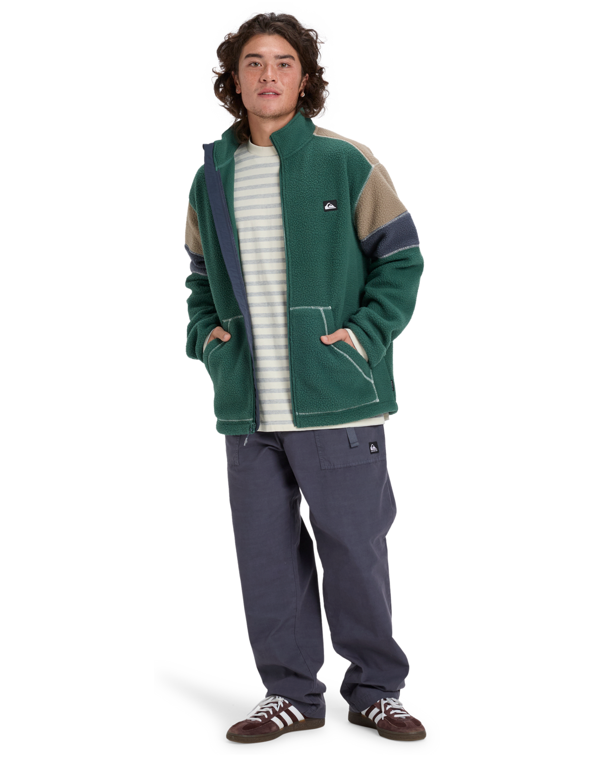 The Quiksilver Mens Clean Coast Block Fleece Jacket in Trekking Green