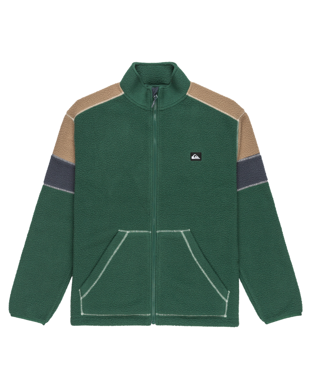 The Quiksilver Mens Clean Coast Block Fleece Jacket in Trekking Green