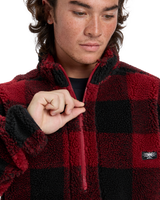 The Quiksilver Mens Mercury Woodlands Sherpa Fleece Jacket in Woodlands Biking Red