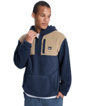 Ocean View Mix Up Hooded Fleece Jacket in Dark Navy
