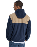 Ocean View Mix Up Hooded Fleece Jacket in Dark Navy