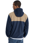 Ocean View Mix Up Hooded Fleece Jacket in Dark Navy