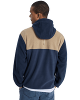 Ocean View Mix Up Hooded Fleece Jacket in Dark Navy