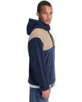 Ocean View Mix Up Hooded Fleece Jacket in Dark Navy