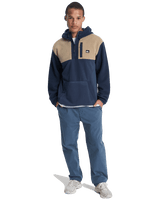 Ocean View Mix Up Hooded Fleece Jacket in Dark Navy