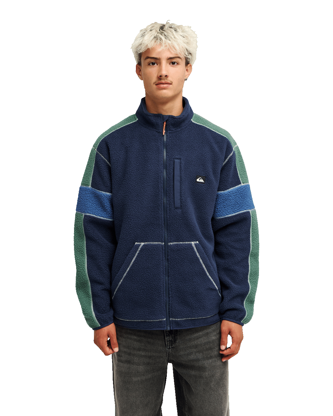 The Quiksilver Mens Clean Coast Block Zip Fleece Jacket Jacket in Dark Navy